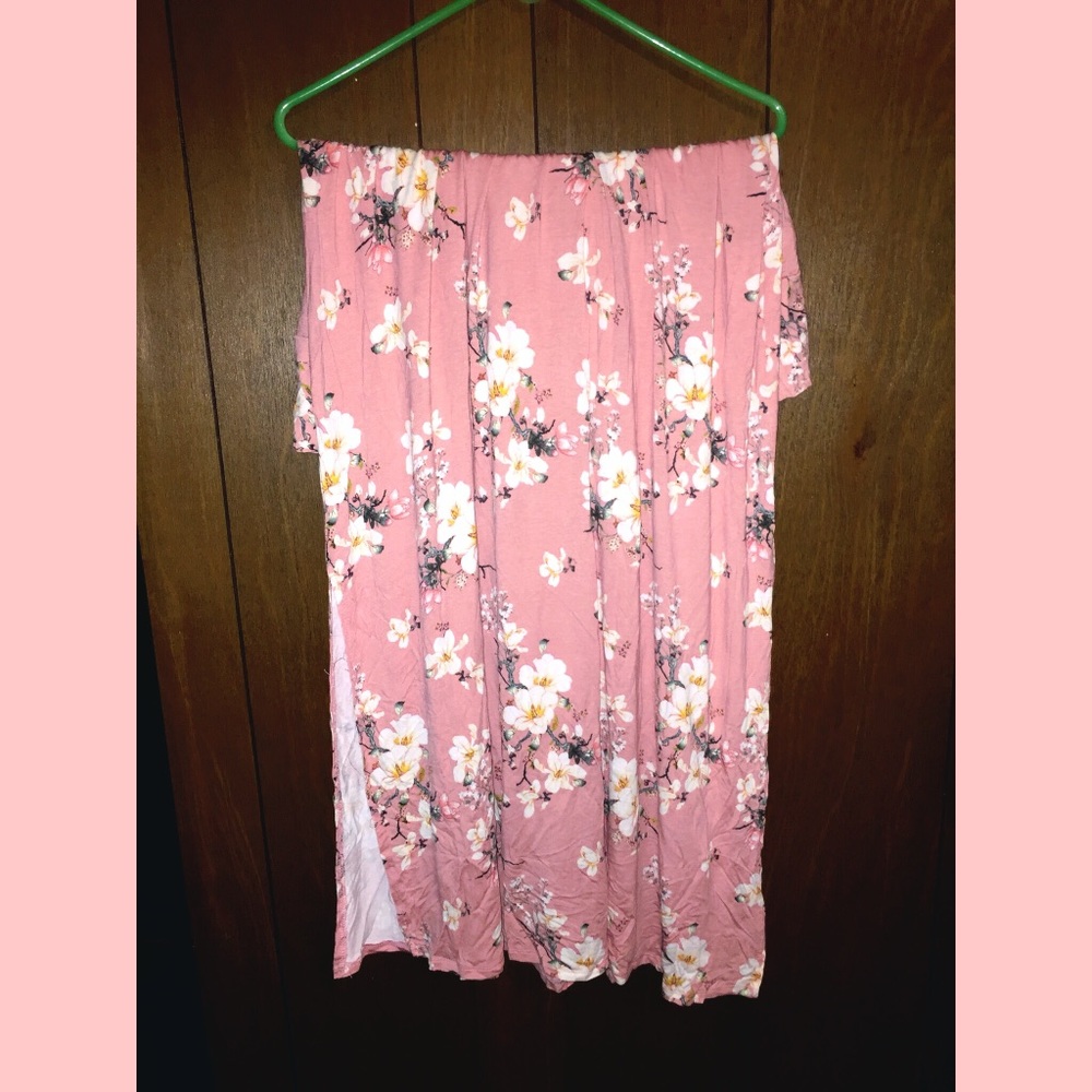 Pink Floral Print Maxi Skirt